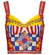 Dolce & Gabbana Printed Stretch Cotton-blend Bustier In Multicoloured