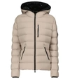 Moncler Herbe Nylon Stretch Down Jacket In Beige