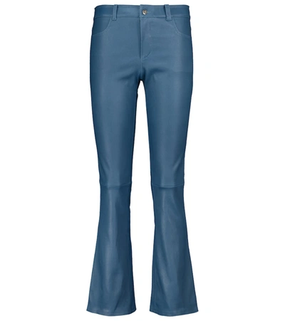Stouls Dean Mid-rise Cropped Leather Pants In Blue