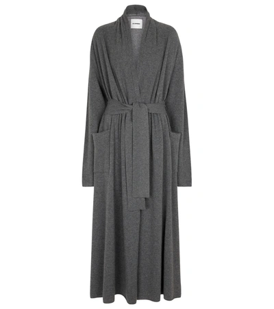 Jil Sander 羊绒裹身开衫配腰带 In Grey