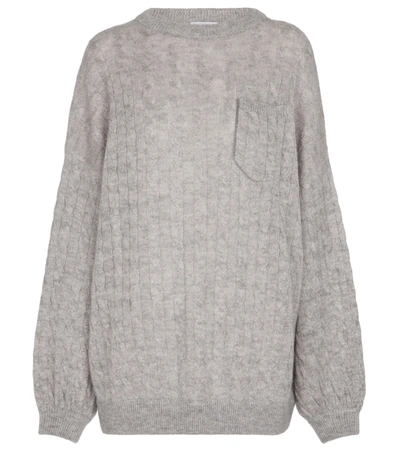 Brunello Cucinelli Cable-knit Mohair-blend Sweater In Grey