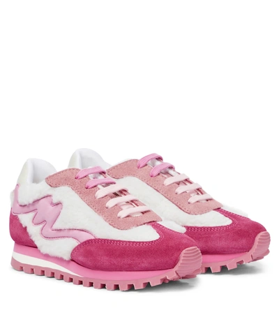 The Marc Jacobs Kids' Paneled Logo Faux-fur Trainers In Pink