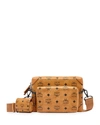 Mcm Berlin Visetos Coated Canvas Crossbody Bag In Cognac