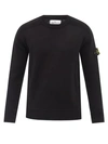 Stone Island Wool Logo Patch Sweater In Black