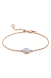 Monica Vinader 'mini Siren' Fine Chain Bracelet In Rose Gold/ Blue Lace Agate