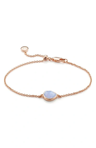 Monica Vinader 'mini Siren' Fine Chain Bracelet In Rose Gold/ Blue Lace Agate