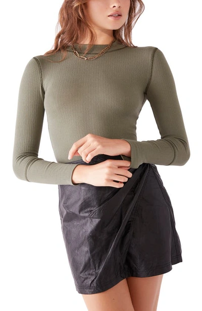Free People The Rickie Mock Neck T-shirt In Royal Army