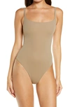 Skims Fits Everybody Square Neck Sleeveless Bodysuit In Desert