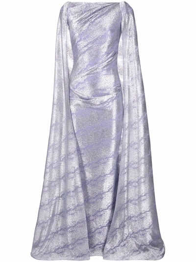 Talbot Runhof Draped Maxi Gown In Purple