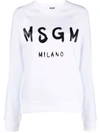 Msgm Relaxed-fit Sweatshirt With Bold Graphic Print In Weiss