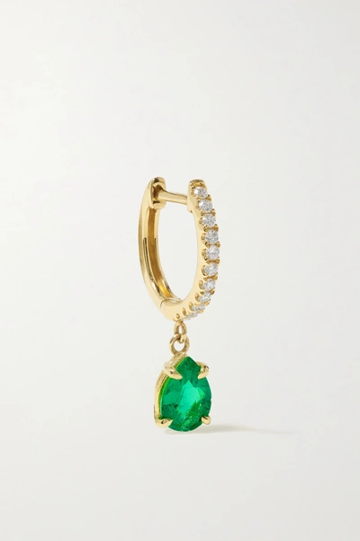 Anita Ko 18-karat Gold, Emerald And Diamond Single Hoop Earring