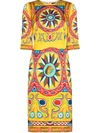 Dolce & Gabbana Printed Stretch-silk Crêpe Midi Dress In Gelb