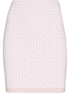 Balmain Metallic Jacquard Monogram Mini Skirt In Rosa