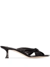 Jimmy Choo Avenue 50 Knotted Leather Mules In Schwarz