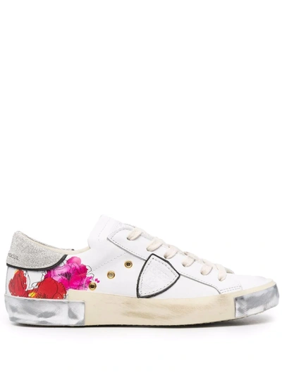 Philippe Model Paris Prsx Veau Fleurs Sneakers In Weiss