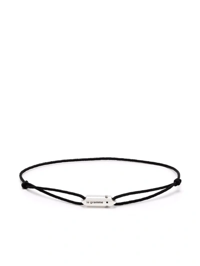 Le Gramme 3g Polished Sterling Silver Black Cord Bracelet Segment