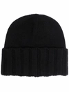 Emporio Armani Cashmire Knitted Beanie Hat In Schwarz