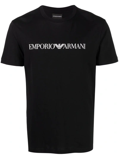 Emporio Armani Logo-print Cotton T-shirt In Black