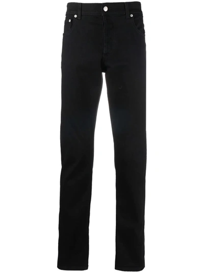 Alexander Mcqueen Washed-black Cotton-blend Skinny-cut Denim Jeans
