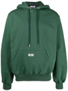 Gcds Cotton Sweatshirt With Contrasting Embroidered Mini Logo In Grün
