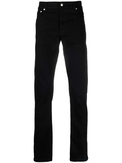 Alexander Mcqueen Washed-black Cotton-blend Skinny-cut Denim Jeans