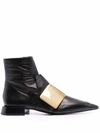 JIL SANDER BUCKLE-DETAIL POINTED ANKLE BOOTS