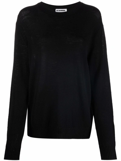 Jil Sander Round-neck Cashmere Sweater In Black