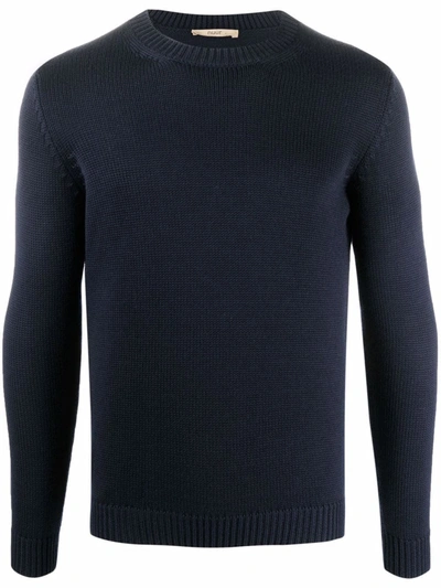 Fred Perry Crew-neck Long-sleeve Knitted Jumper In Blue