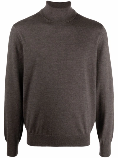 D4.0 Roll Neck Knitted Jumper In Braun