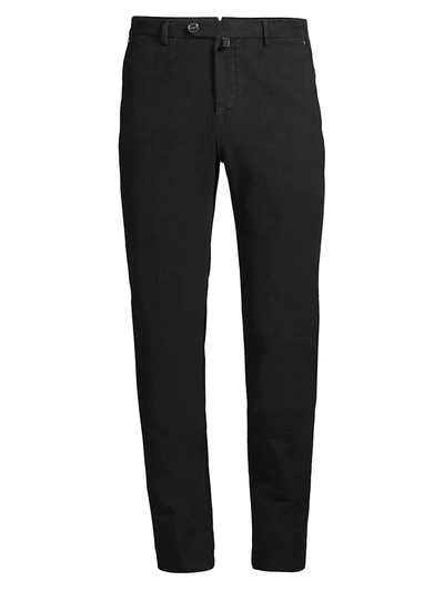 Kiton Cotton Cashmere Flat Front Pants In Grey