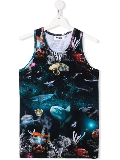Molo Teen Underwater-print Waistcoat In Blue