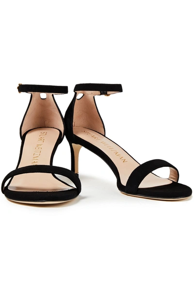 Stuart Weitzman Nunaked Suede Sandals In Black