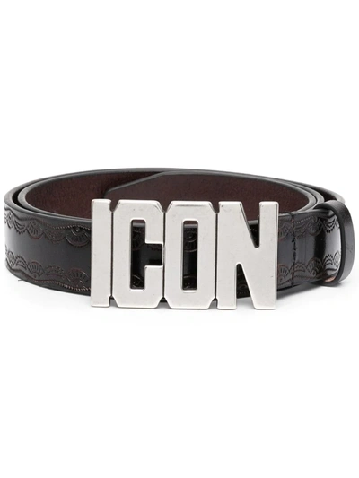 Dsquared2 Logo-plaque Buckle Belt In Black