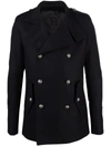 BALMAIN NOTCHED-LAPEL DOUBLE-BREASTED COAT