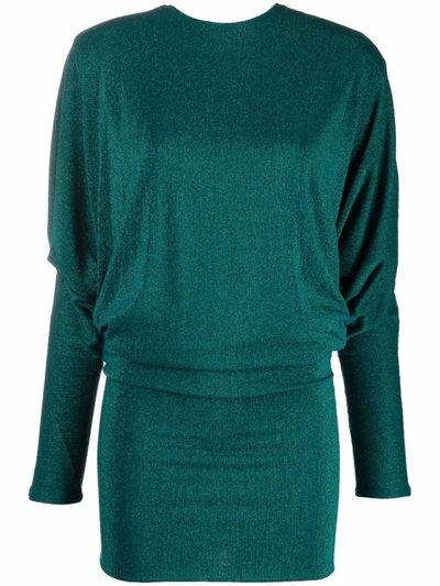 Alexandre Vauthier Wide-shoulder Knitted Dress In Green