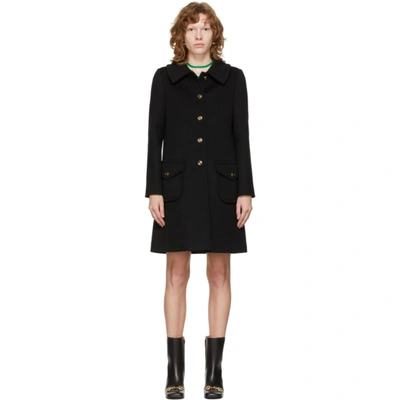 Gucci Wool Coat With Logo Buttons In Black