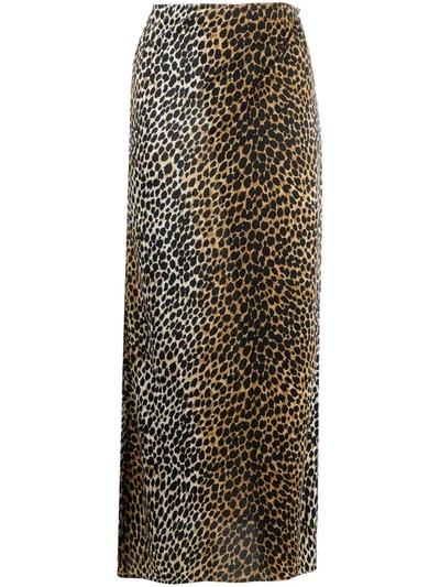 Pre-owned Dolce & Gabbana 2000s Leopard Print Midi Skirt In Brown