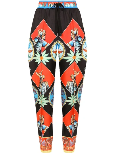 Dolce & Gabbana Carretto-print Twill Jogging Pants In Multicolor