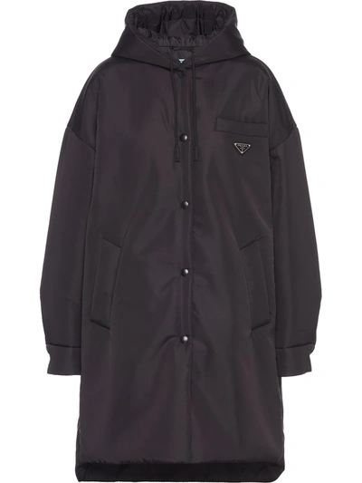 Prada Oversized Light Re-nylon Raincoat In Nero 1