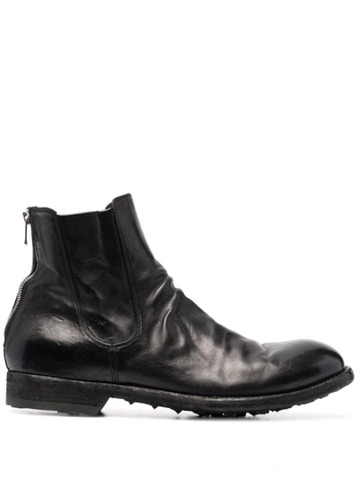 Officine Creative Polished-leather Ankle Boots In Black