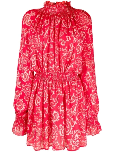 Msgm Red Paisley-print Mini Dress