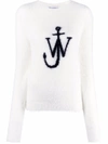 Jw Anderson Women Maglia Con Intarsio Logo In Weiss