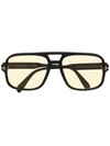 Tom Ford Tinted Pilot-frame Sunglasses In 01e Black