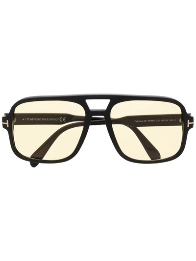 Tom Ford Tinted Pilot-frame Sunglasses In 01e Black