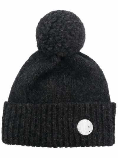 Golden Goose Logo-embellished Puffball Beanie In Grey