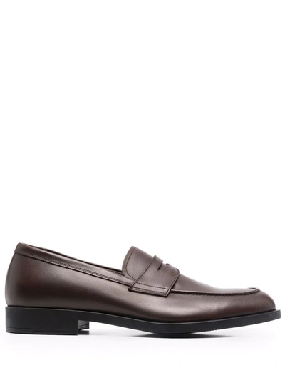 Fratelli Rossetti Low-heel Leather Loafers In Braun