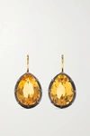 FRED LEIGHTON COLLECTION 18-KARAT GOLD, STERLING SILVER AND CITRINE EARRINGS