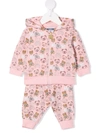 Moschino Baby Stretch-cotton Hoodie And Sweatpants Set In Pink