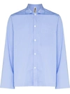 Tekla Organic Cotton Poplin Button-up Pajama Shirt In Blue