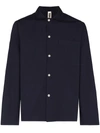 Tekla Long-sleeve Poplin Pajama Shirt In Blue